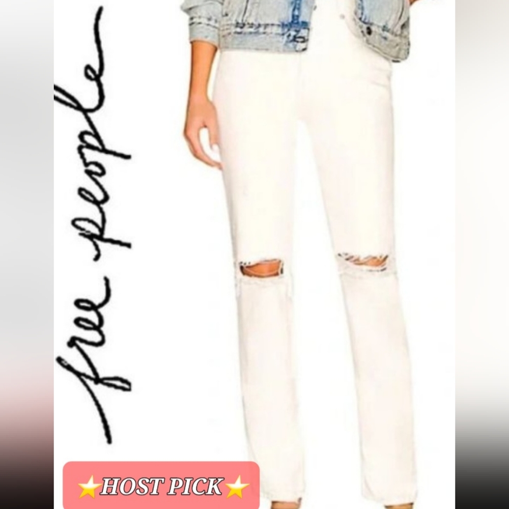 ⭐️HOST PICK⭐️   Free People The Lasso White Jeans. Size 27.